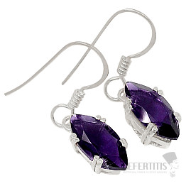 Silver dangle earrings with amethyst