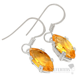 Silver dangling earrings with citrine