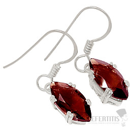 Silver dangle earrings with garnet
