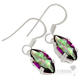 Silver dangle earrings with mystical topaz