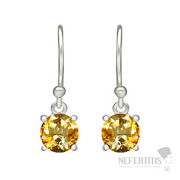 Silver dangling earrings with citrine