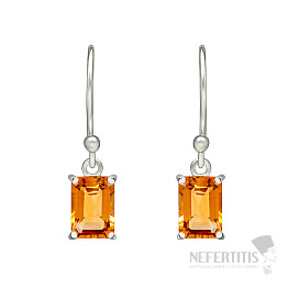 Silver dangling earrings with citrine