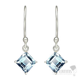 Silver dangle earrings with aquamarine