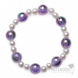 Kinderarmband aus lila Acrylperlen mit Perlen