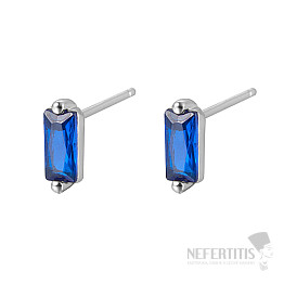 Silver earrings with zircons DARK BLUE