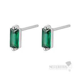 Silver earrings with zircons DARK GREEN