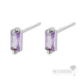 Silver earrings with zircons SILVER LILAC