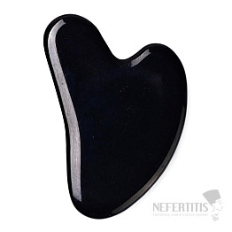 Gua sha z černého obsidiánu tvar srdce 7,5 cm