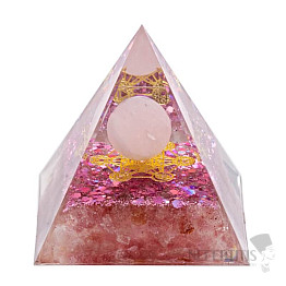 Orgonitpyramide mit Erdbeerkristall