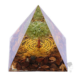 Orgonit pyramída Strom života z olivínu so špirálou
