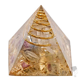 Kleine Orgonitpyramide mit Fluorit