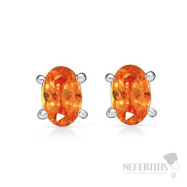 Silberne Ohrringe mit Mandarin-Granatsteinen SBC-110-OGF