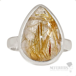 Sagenite crystal with rutile ring silver Ag 925 R1627