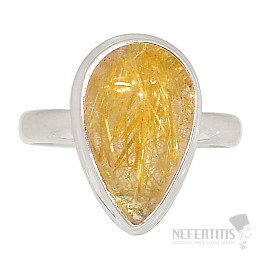 Sagenite crystal with rutile ring silver Ag 925 R1686