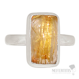 Sagenite crystal with rutile ring silver Ag 925 R1692