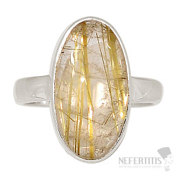 Sagenite crystal with rutile ring silver Ag 925 R1705
