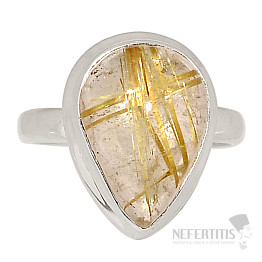 Sagenite crystal with rutile ring silver Ag 925 R1706