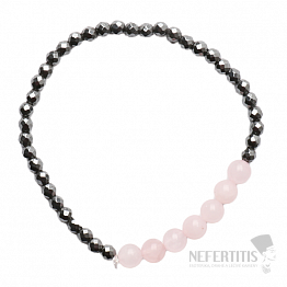 Facettiertes Hämatit-Armband mit Roségold-Perlen