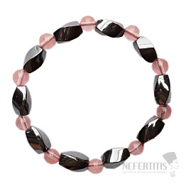 Hematit náramek Twist s korálky cherry křišťálu