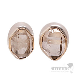Herkimer diamond earrings stones silver Ag 925 E441