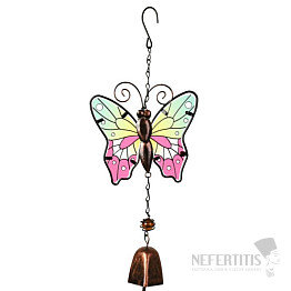 Chimes metal Wine-green butterfly with a bell