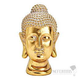 Buddha-Kopf-Thai-Statuette aus Polyresin, goldfarben, 30 cm