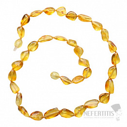 Jantar citronový náhrdelník plochý