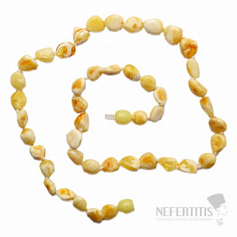 Jantár prírodné náhrdelník z leštených korálok maslovej farby