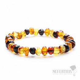 Armband aus natürlichem Bernstein mit mehrfarbigen polierten Perlen