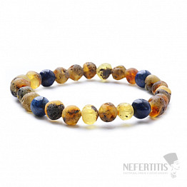 Grünes Bernsteinarmband mit Lapislazuli