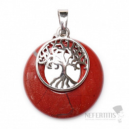 Jaspis červený kruh prívesok so Stromom života