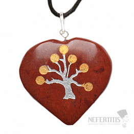 Jaspis červený prívesok srdce sa Stromom života