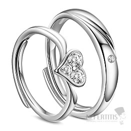Sada rhodiovaných stříbrných prstenů Couple Rings