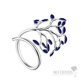 Silver rhodium-plated ring Blue tree