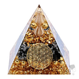Orgonit Harmónia pyramída s obsidiánom vločka