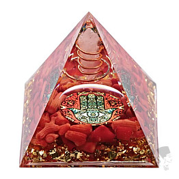 Orgonit-Pyramide Hamsa mit Kristallkristall