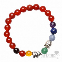 Buddhistisches Karneol-Chakra-Armband mit einem Elefanten