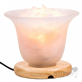 Soľná elektrická sklenená lampa s kryštálmi krištáľu a himalájskej soli