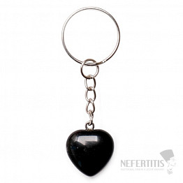 Schlüsselanhänger mit Herz aus schwarzem Achat, Größe M