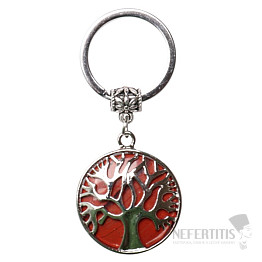 Schlüsselanhänger mit rotem Jaspis und Lebensbaum
