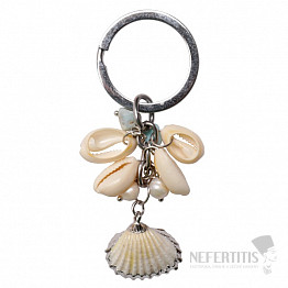 Schlüsselanhänger Muscheln und Perlen mit Larimar