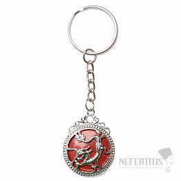 Schlüsselanhänger mit rotem Jaspis und Drachen