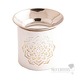 Metal white smoking stove with mandala