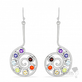 Chakra-Ohrringe rhodinierte Koru-Spirale Silber Ag 925