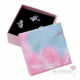 Papierová darčeková krabička ružovomodrá na prstene a náušnice 7,5 x 7,5 cm