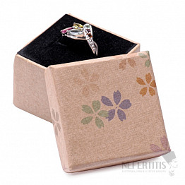 Papírová dárková krabička s kytičkami na prsteny 4,8 x 4,8 cm