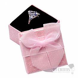 Papírová dárková krabička růžová s organzou na prsteny 5 x 5 cm