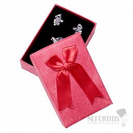 Papírová dárková krabička červená s mašlí na prsteny a náušnice 6,3 x 9,3 cm