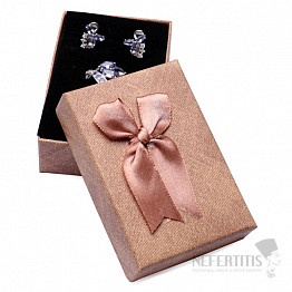 Papierová darčeková krabička papája s mašľou na prstene a náušnice 6,3 x 9,3 cm