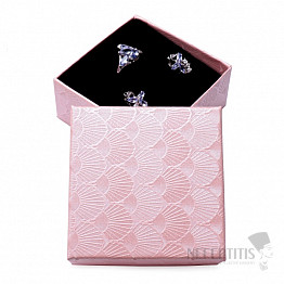 Papírová dárková krabička růžová na prsteny a náušnice 7,5 x 7,5 cm